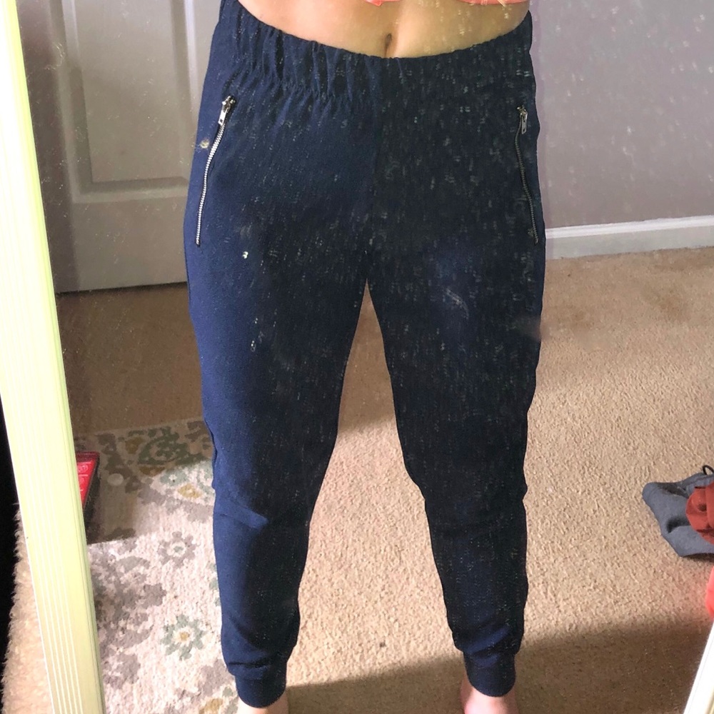 Navy blue zipper pocket jogger pants